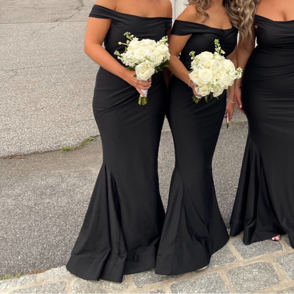 Bari Jay Black Off-Shoulder Maxi Dress
